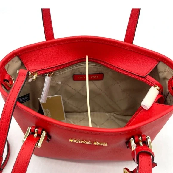 Michael Kors Jet Set Saffiano Leather Top-Zip Tote Bag
